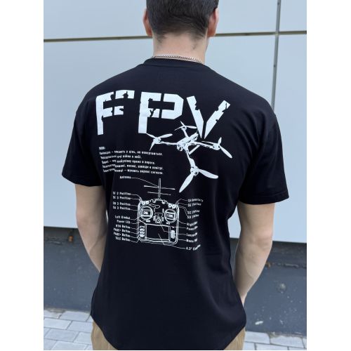 Футболка чорна з принтом "FPV" Tirex